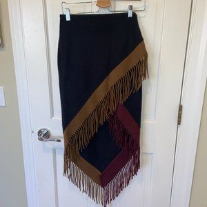 DKNY Wool Fringe Wrap Skirt Size 4